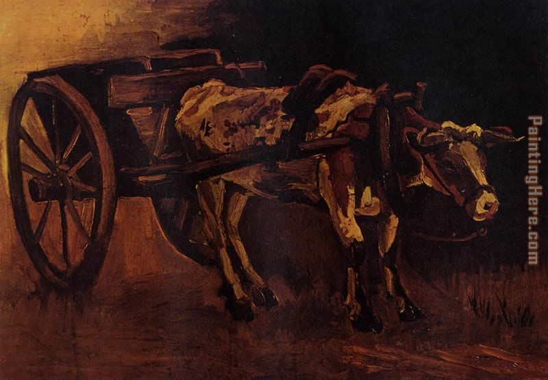 Cart with Red and White Ox painting - Vincent van Gogh Cart with Red and White Ox art painting
